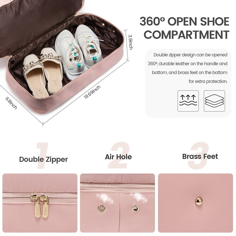 Women Travel Duffel Bag Large Weekender Gym Bag Shoe Compartment Packing Cubes4