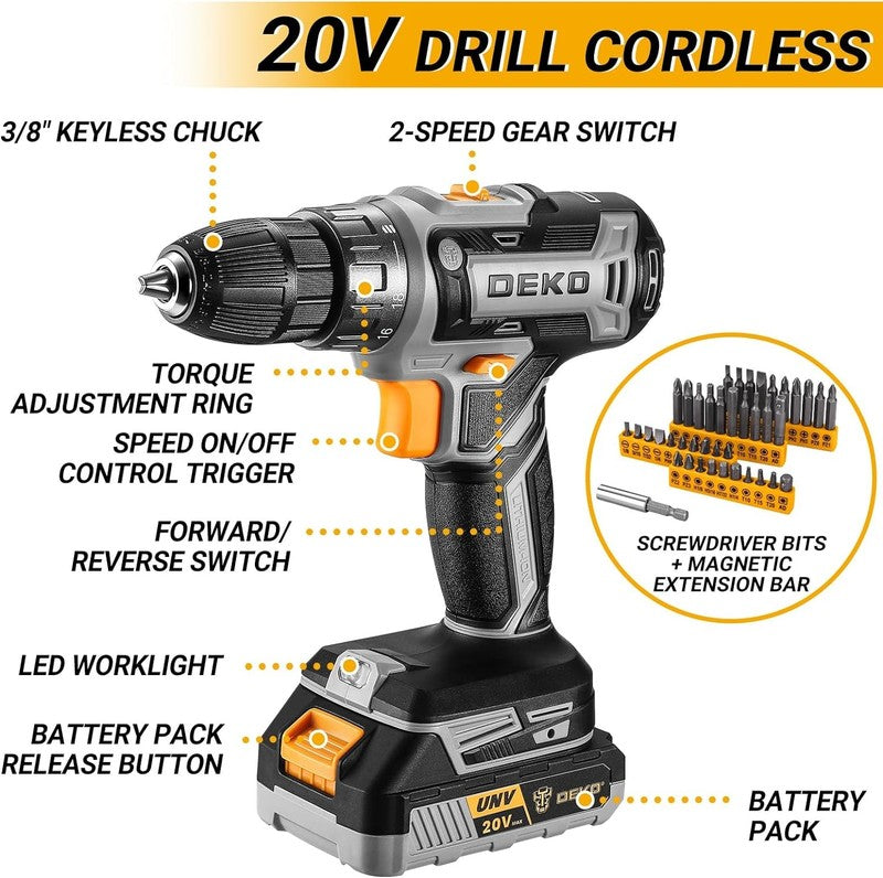 20V Cordless Drill Tool Kit Power Electric Drill Driver Home Repair Case2