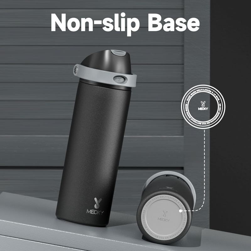 24oz Stainless Steel Water Bottle 2-in-1 Straw Spout Lid Leakproof Gym7