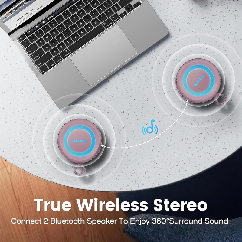 Portable Bluetooth Speaker 15W IP67 Waterproof TWS BT5.3 Light Pink5
