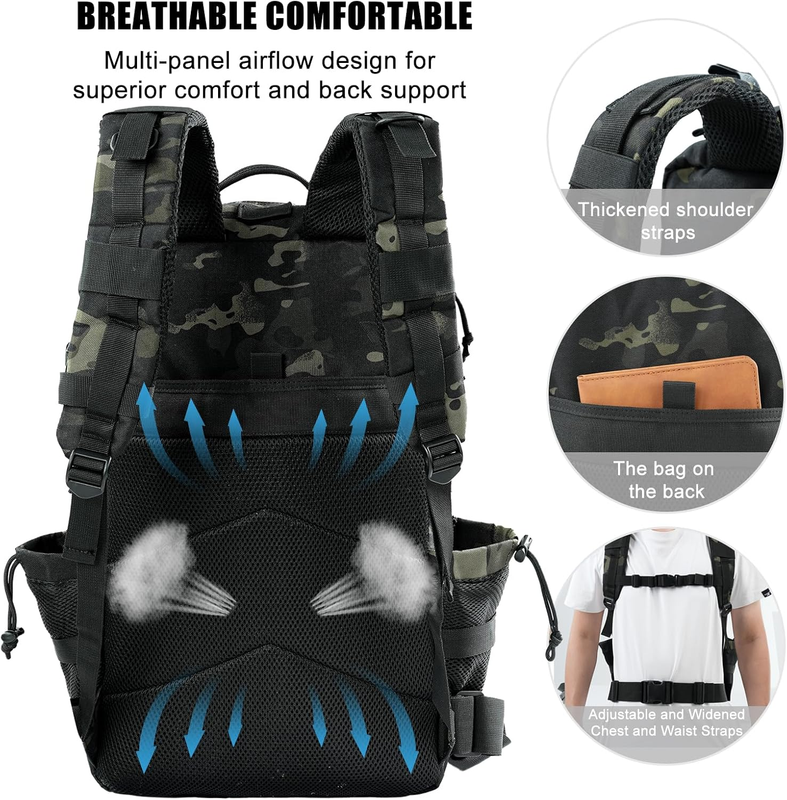 50L Tactical Military Backpack Army Assault Pack Bug Out Bag Water Resistant3