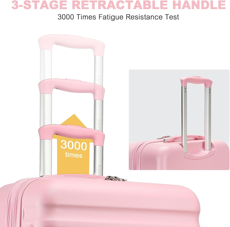 28 Inch Expandable Hardside Luggage ABS PC TSA Lock Suitcase Cream Pink6
