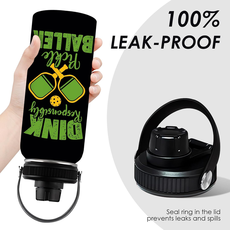 32oz Pickleball Insulated Water Bottle Stainless Steel Tumbler Proof Hot Cold7