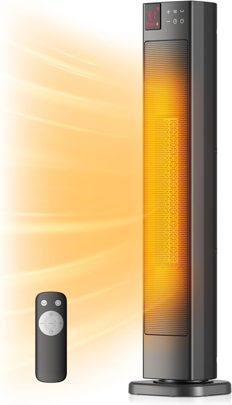 30” Ceramic Tower Space Heater with Adjustable Thermostat for Large Room, 75° Os0