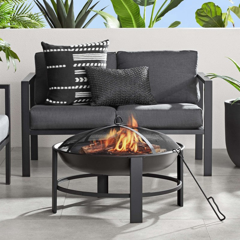 28" round Wood Burning Fire Pit, Steel Frame11