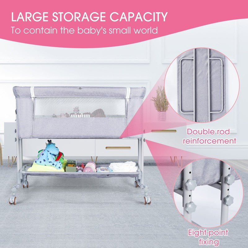Baby Bassinet Bedside Sleeper Bassinet for 0 5 Months Baby Unisex (Light Grey)1