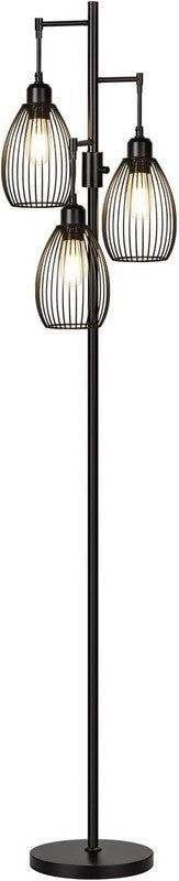 Dimmable Floor Lamp, 3 X 800LM LED Edison Bulbs Included, Farmhouse Industrial F7