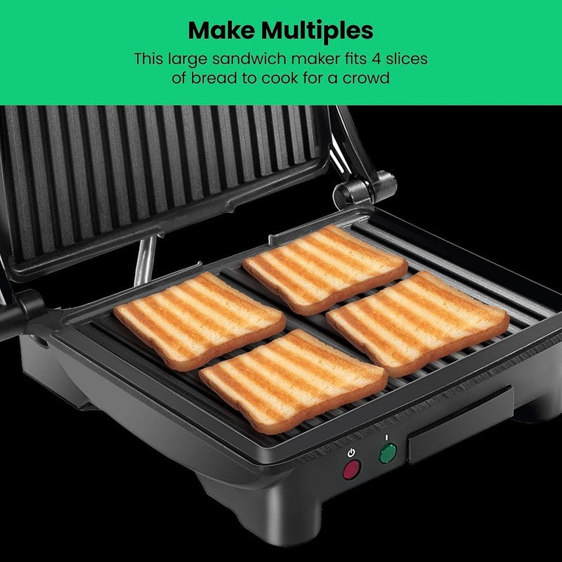 Panini Press Grill 4-Slice Nonstick Sandwich Maker Stainless Steel Black4