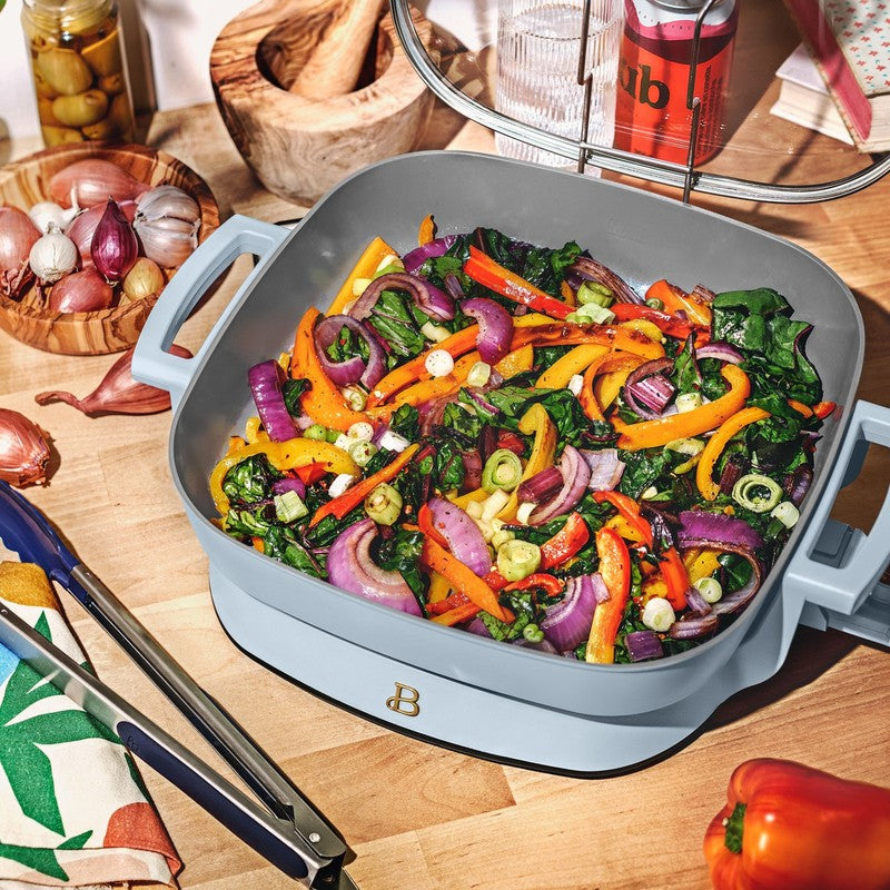 5 in 1 Electric Skillet Expandable to 7 Qt w/ Glass Lid Cornflower Blue7