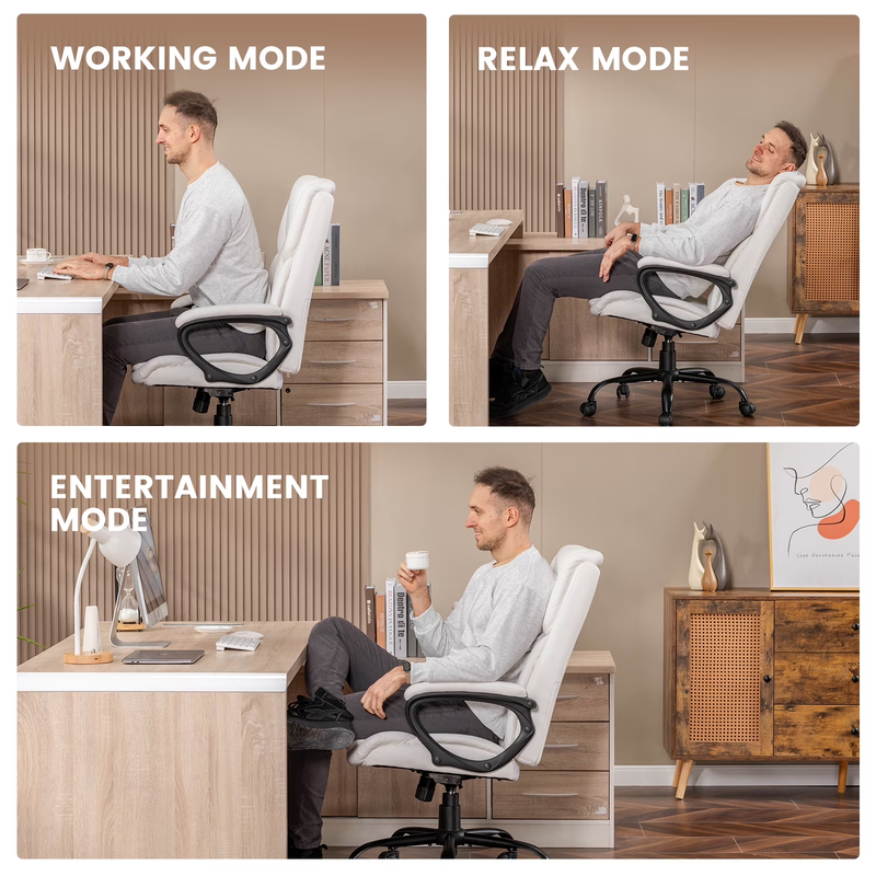 Executive Ergonomic High Back Leather Home Office Desk Chair, White8