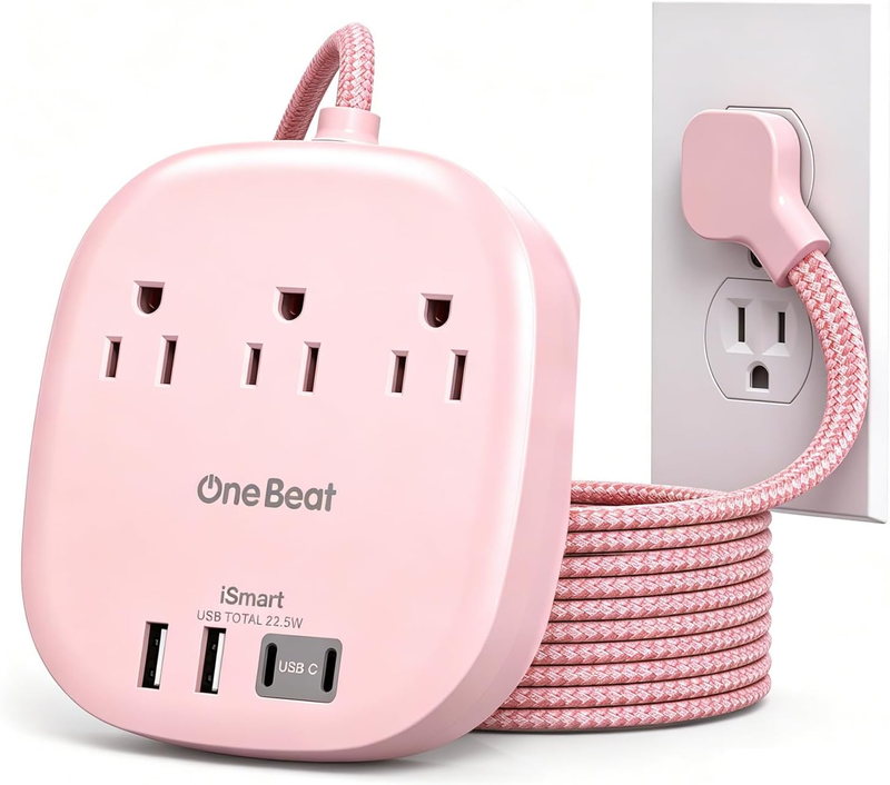 Cruise Approved Power Strip 3 Outlets 4 USB 2 USB C 6FT Pink9