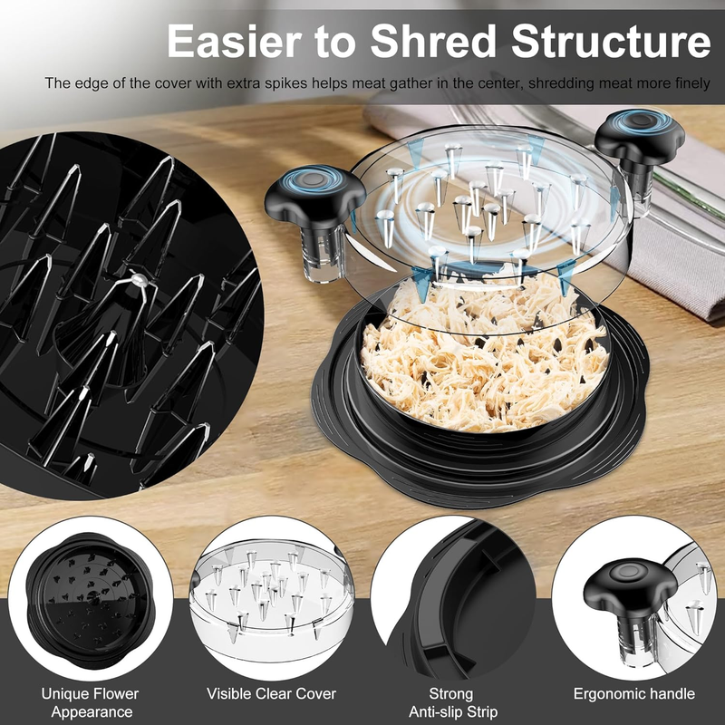 Chicken Shredder Tool Large Twist Meat Shredder BPA Free w/ Brush Fork2