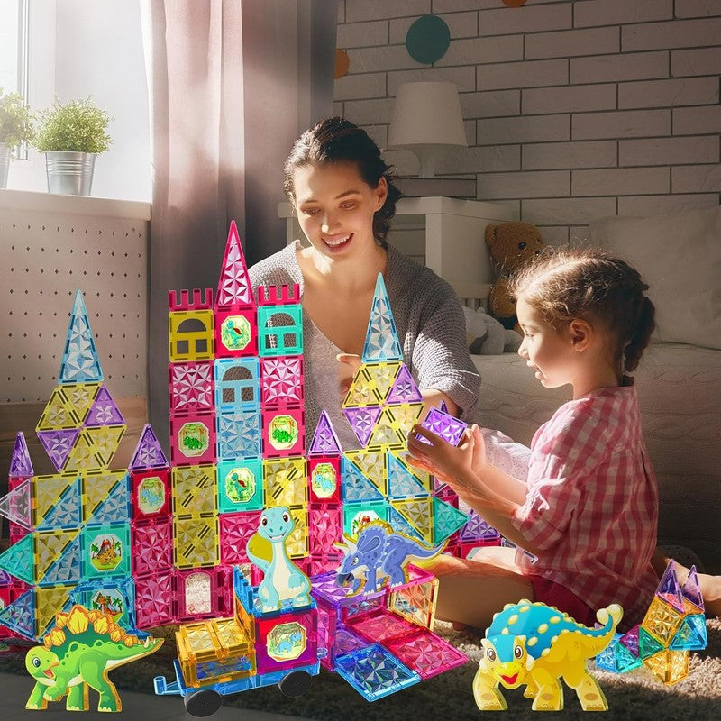 110PCS Magnetic Tiles Building Blocks STEM Toy Educational Kit Ages 3–9+5