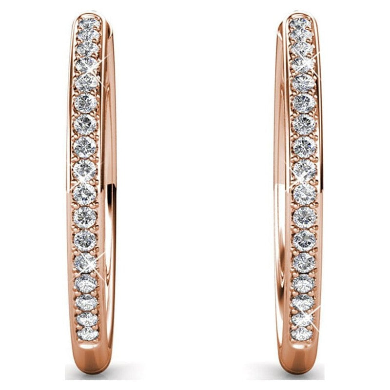 Bianca 18K Rose Gold Plated 25Mm Hoop Earrings with Crystals for Women8