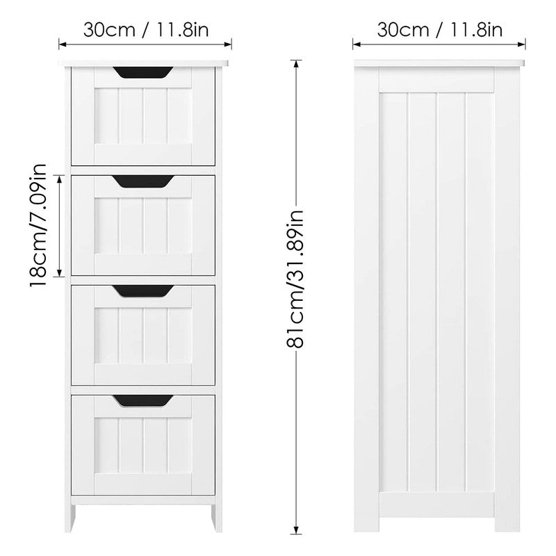 Floor Bathroom Storage Cabinet with 4 Drawers Freestanding Organizer White6