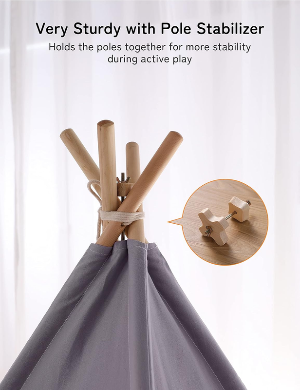 Teepee Tent for Kids with Light & Mat, Toddler Tents Indoor Play Tent Playhouse,4