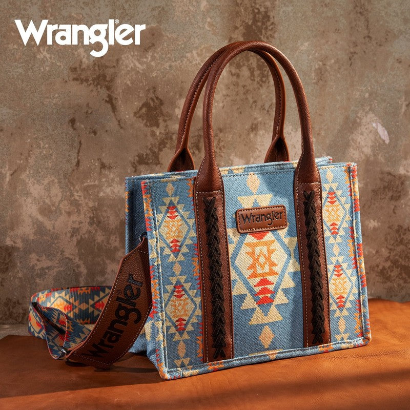 Wrangler Aztec Tote Bag for Women Boho Shoulder Purses and Handbags, Brown1