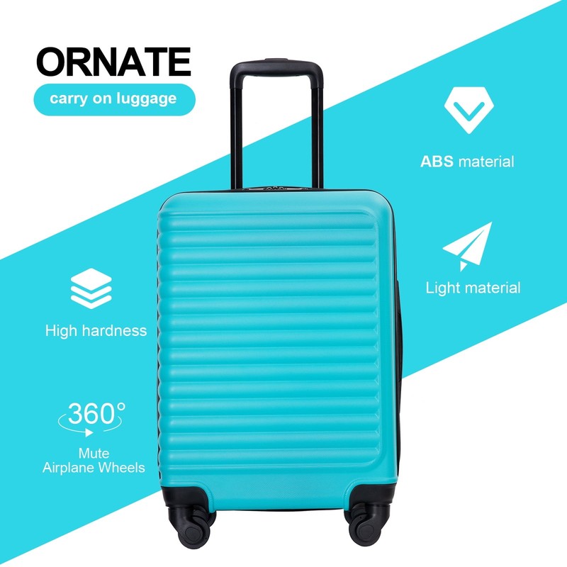 Light Blue 20" Hardshell Carry On Luggage with Spinner Wheels   Light Suitcase4