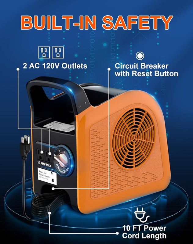 High Velocity Blower Fan 3-Speed Air Mover 355CFM 2 Outlets Portable Orange6