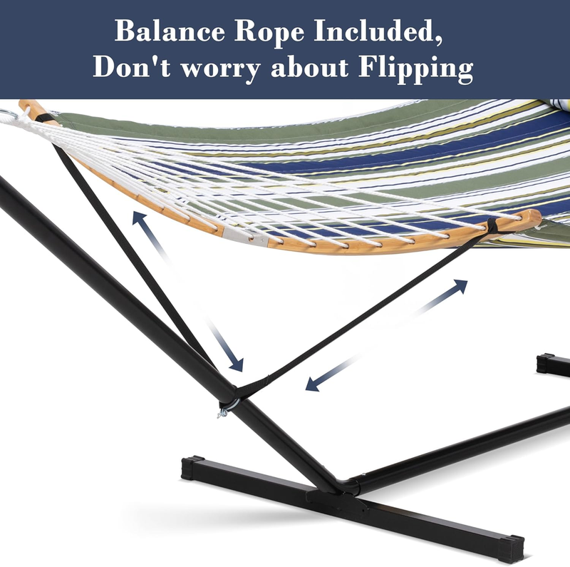 Double Hammock w/ Stand Included Curved Spreader Bar Carry Bag Dark Green6