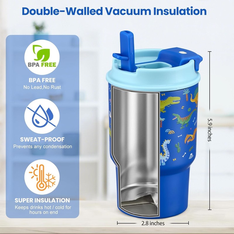 13.5Oz Kids Insulated Tumbler 2 Pack, Stainless Steel Leak Proof Water Bottles1