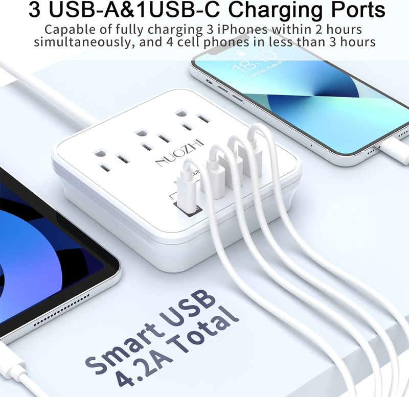 Cruise Approved Power Strip 3 Outlets 4 USB 1 USB C 6FT White3