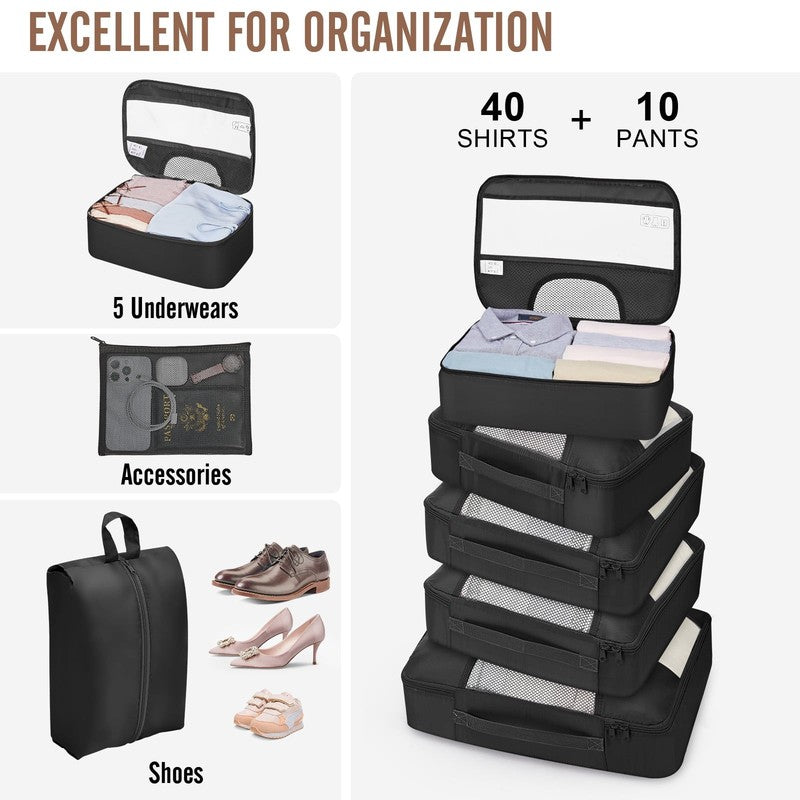 10 Set Packing Cubes for Travel Essential, Suitcase Organizer Bags in 4 Sizes, C4