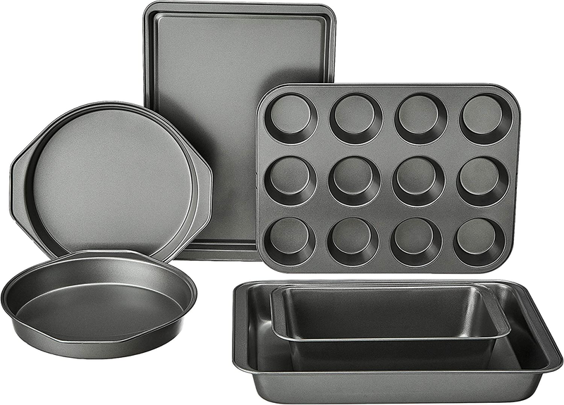 6 Piece Nonstick, Carbon Steel Oven Safe Bakeware Set with Cake, Muffin, Cookie,7