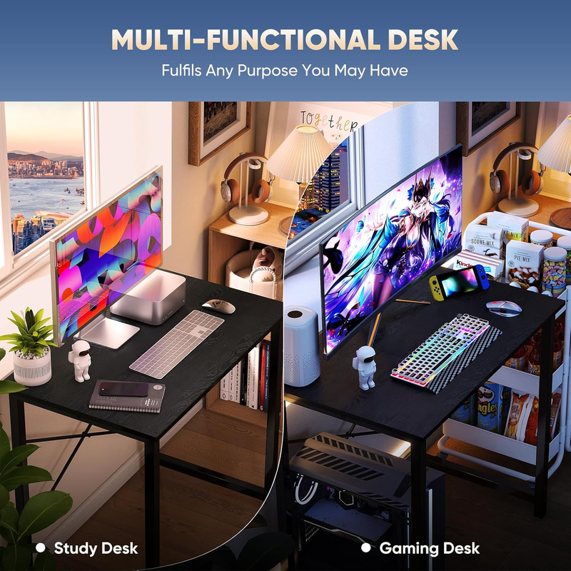 31in Modern Computer Desk Home Office Study Work Table Black4