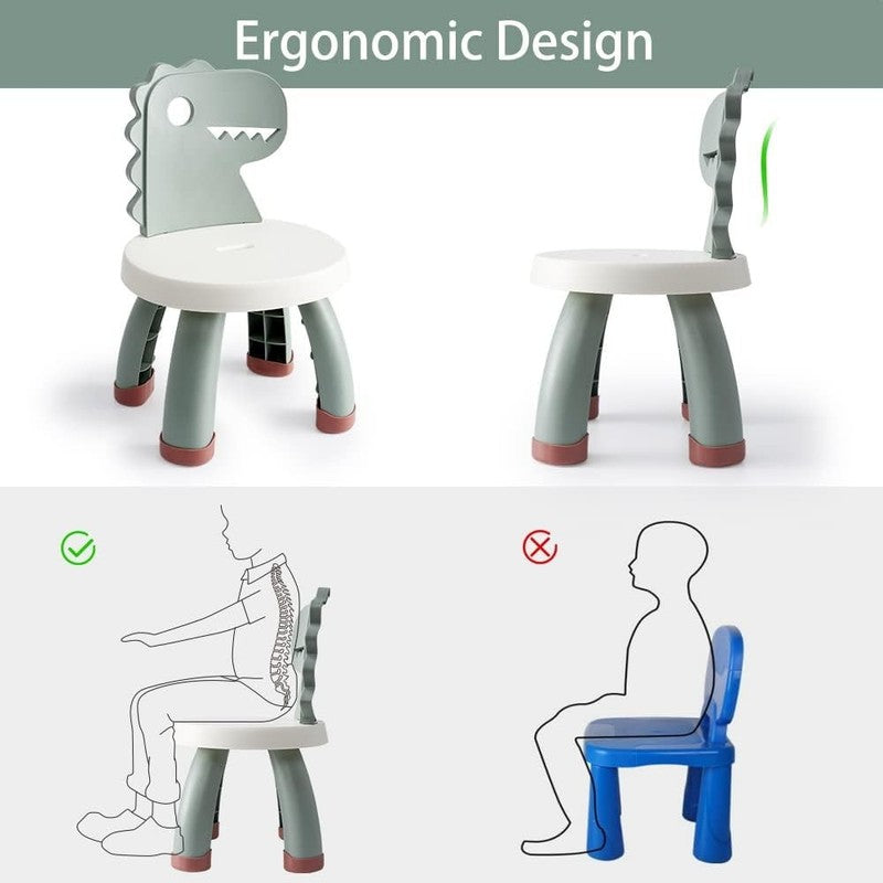 Toddler Dino Chair Plastic Kids Chair Ergonomic Step Stool Indoor Outdoor Green5