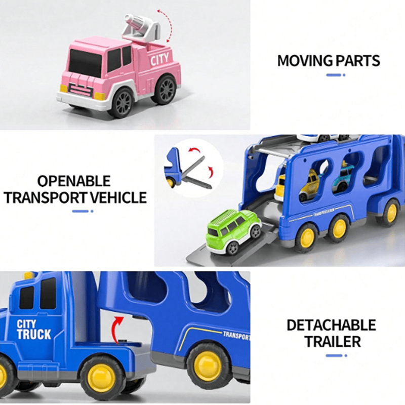 Toddler Storage  Big Truck Toys for Kids Baby Big Inertia Car Toys with 6 Car fo2