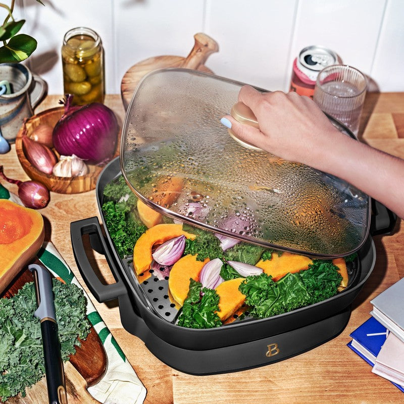 5 in 1 Electric Skillet Expandable to 7 Qt w/ Glass Lid Black Sesame5