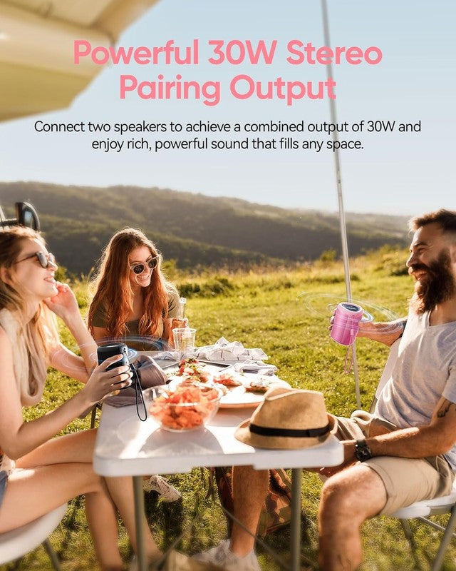 Portable Bluetooth Speaker with Lights, IPX5 Waterproof, All Day Play, TWS5