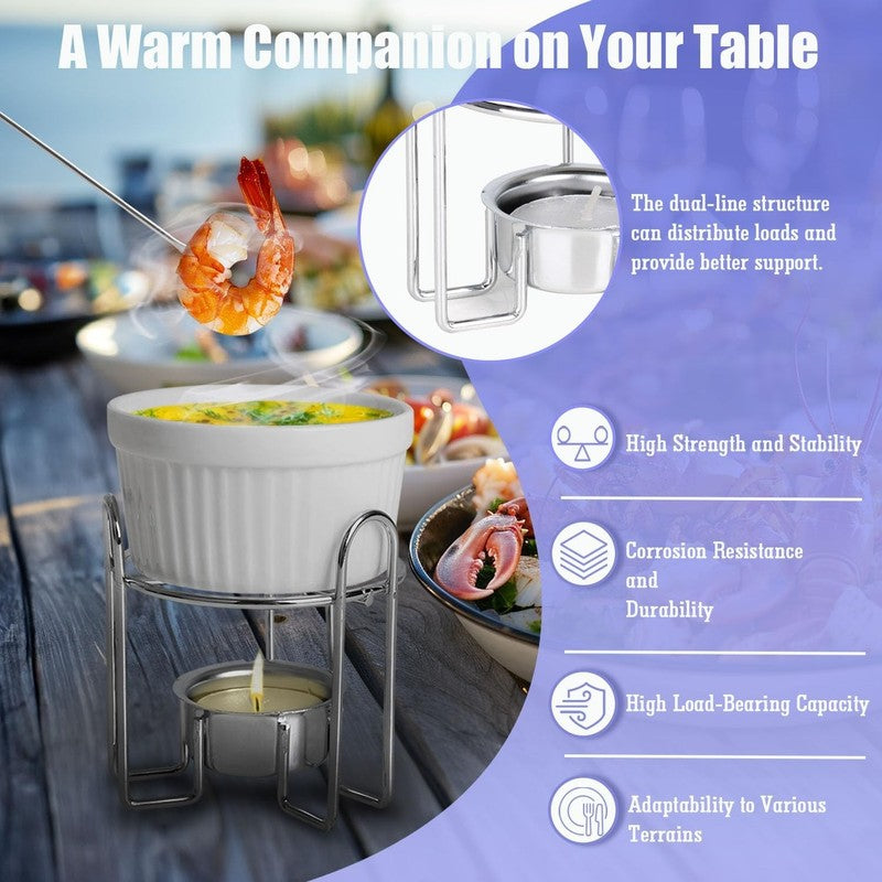 4pc Ceramic Butter Warmers Set, w/ Tea Light Candles, Dishwasher Safe, White2