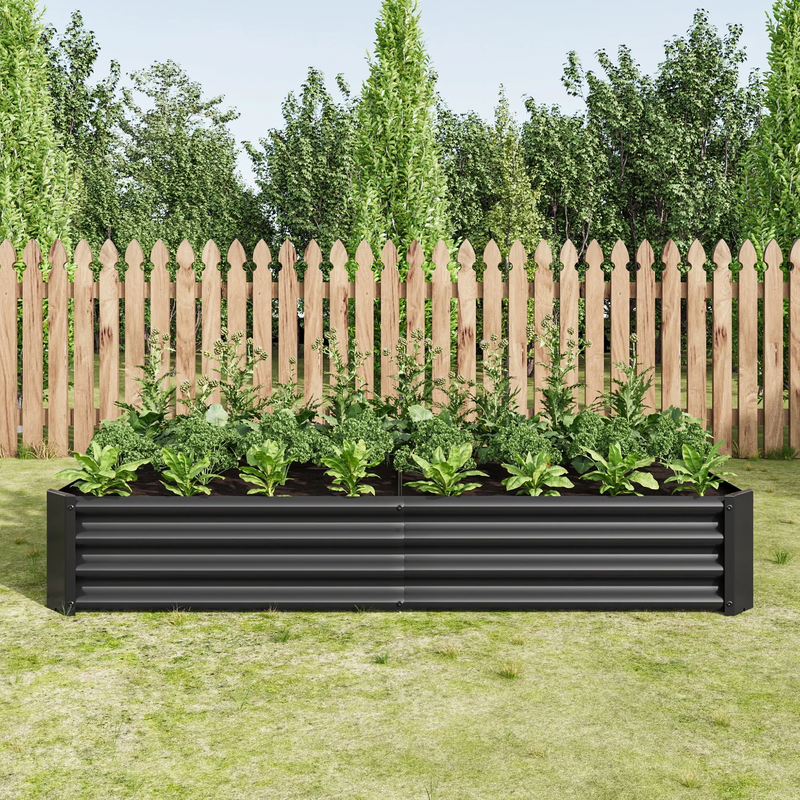 6×3×1Ft Outdoor Metal Raised Garden Bed for Plants,Vegetables,And Flowers,Black7