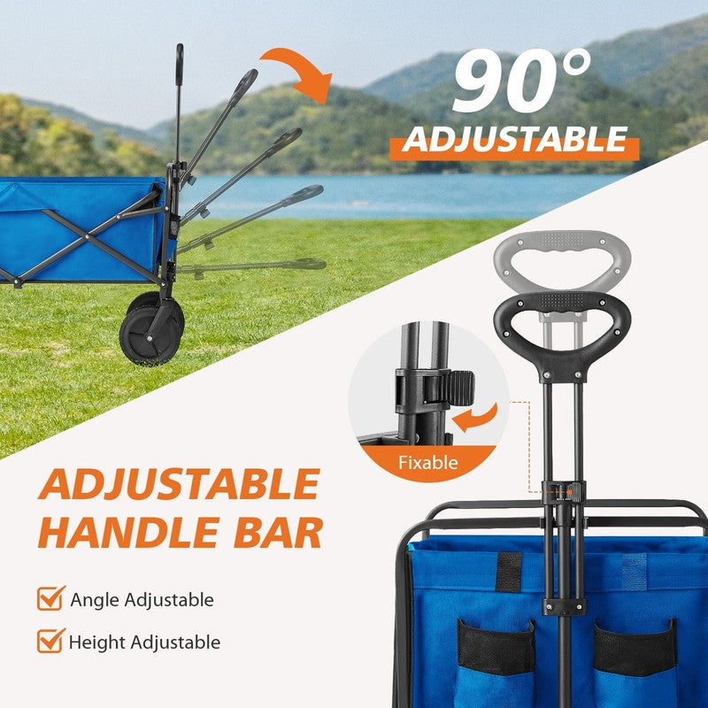 Foldable Wagon Cart 330LBS All Terrain Wheels Heavy Duty Utility   Blue2