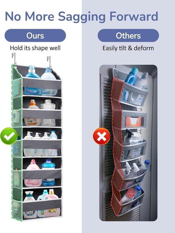 1 Pack over Door Organizer with 5 Large Pockets 10 Mesh Side Pockets, 44 Lbs Wei1