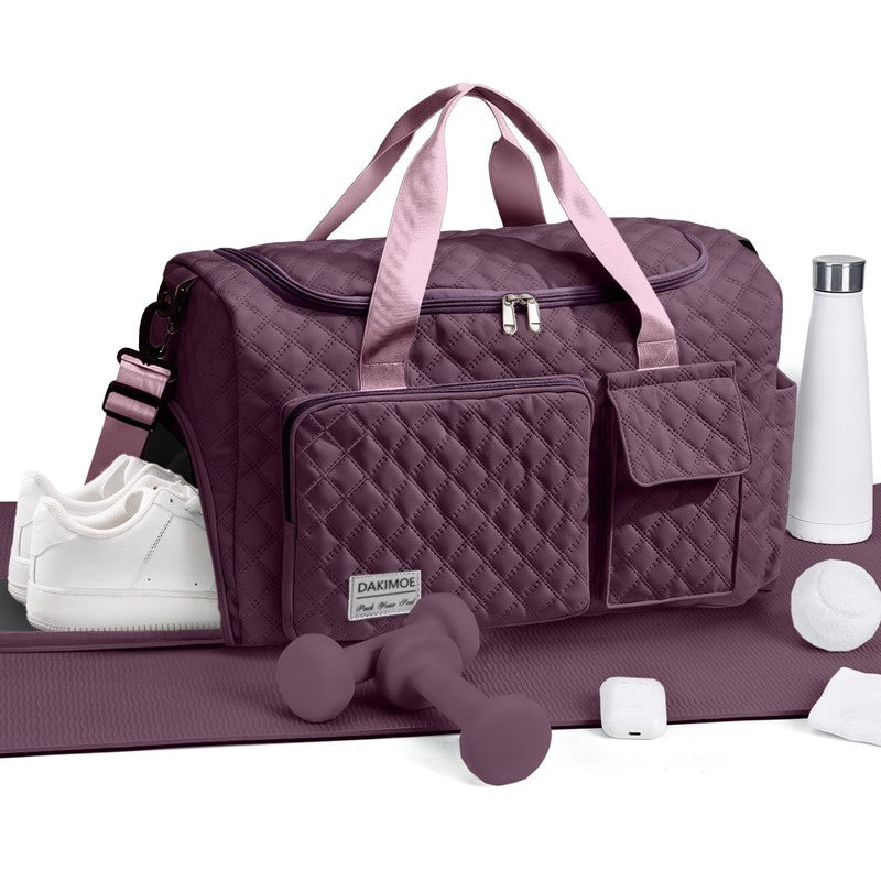 Waterproof Weekender Gym Duffel Bag Shoe Compartment Rose6