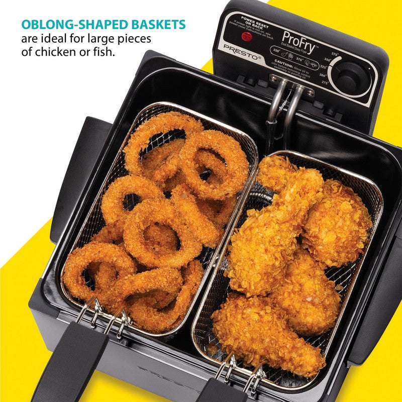 5 Qt Dual Basket Pro Fry Immersion Element Black Deep Fryer 054892