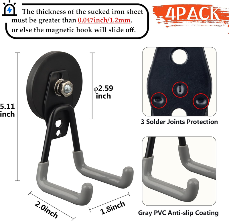 Heavy Duty Magnetic Hooks,Strong Large Magnet Hooks for Power Drill,Garden Tools1