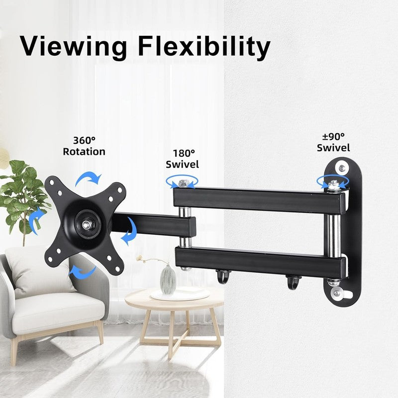 Full Motion TV Wall Mount for 15–32" LED LCD, Swivel Tilt, VESA 75/1008
