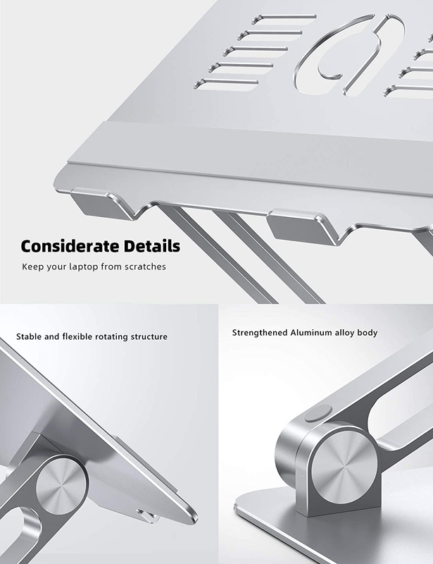 Adjustable Aluminum Laptop Stand Foldable Riser Desk Holder 10 17.3" Silver7
