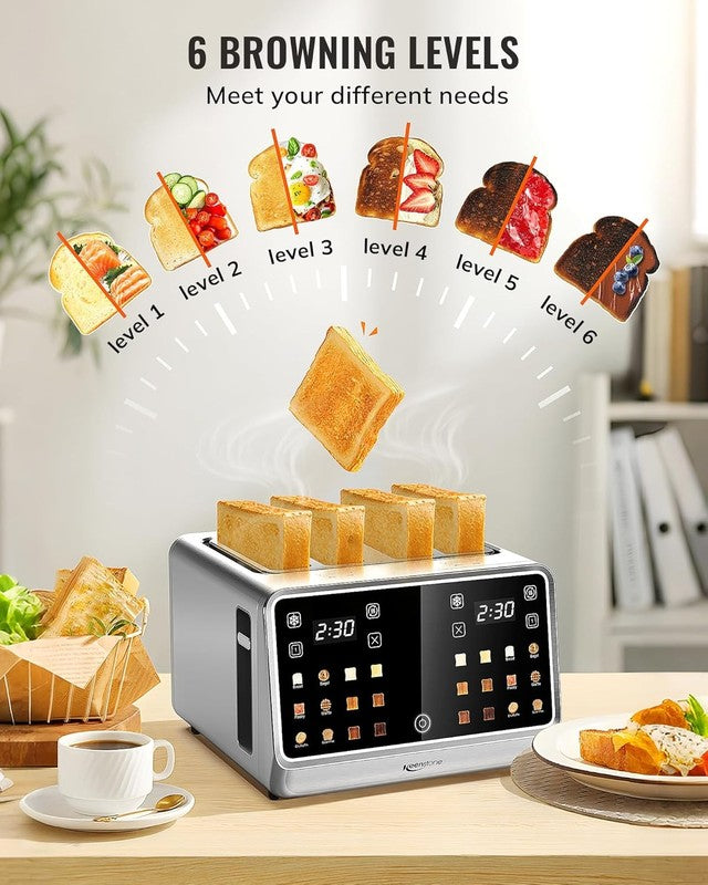 4-Slice Smart Toaster Touchscreen Memory Function Wide Slot Reheat Defrost2