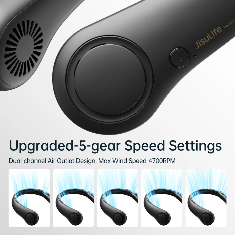 Portable Neck Fan Bladeless Rechargeable Wearable 5 Speed 16H Battery2