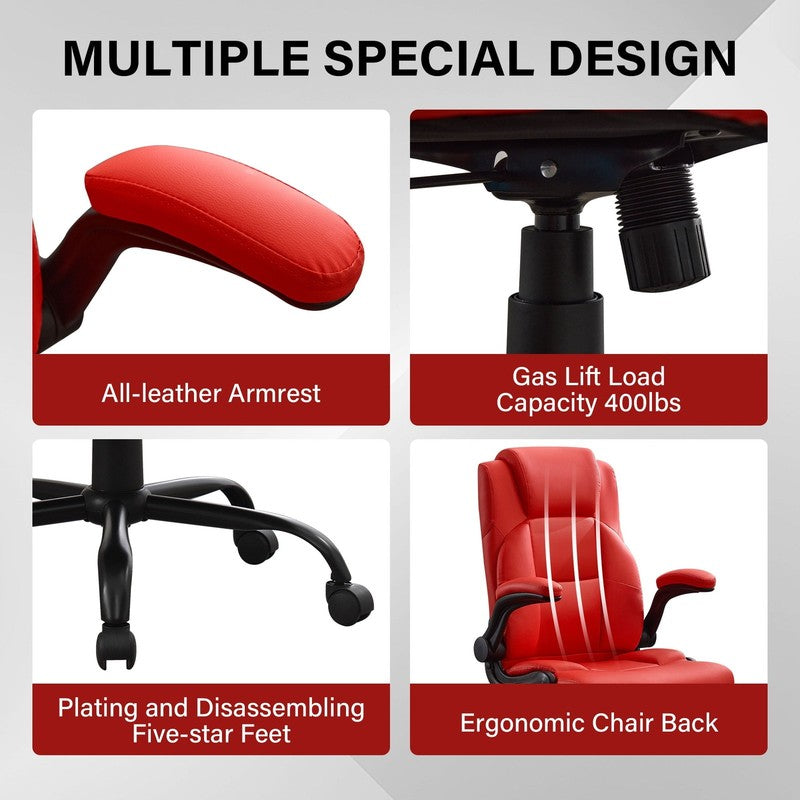 Leather Office Chair, Big and Tall Office Chair 400LBS Wide Seat Ergonomic Compu6