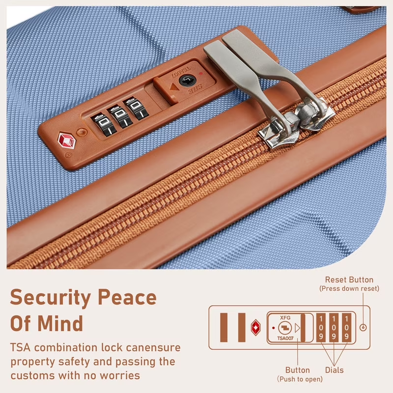 3 Piece Luggage Set 20in Carry On Spinner TSA Lock Ice Blue3