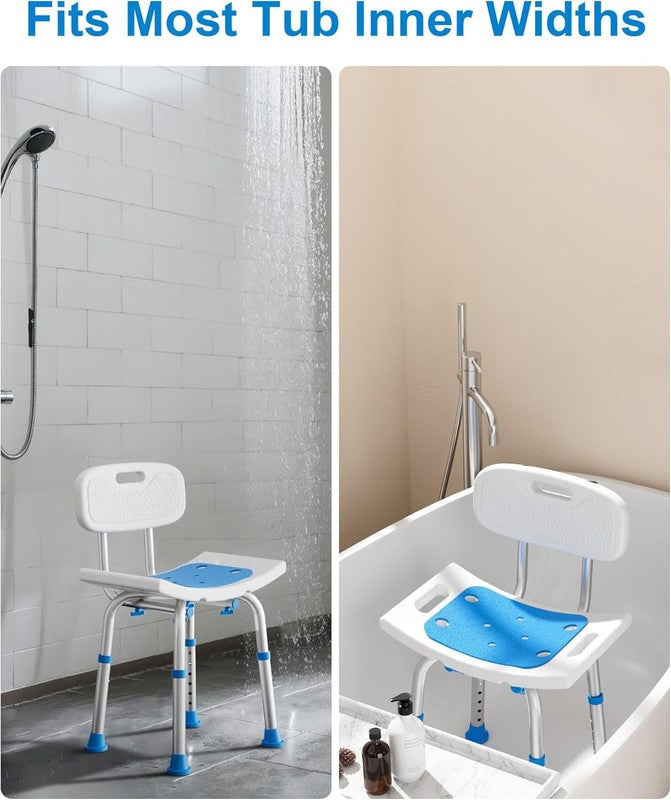 Heavy Duty Shower Chair 400lb Bath Seat w/ Back for Seniors Disabled6