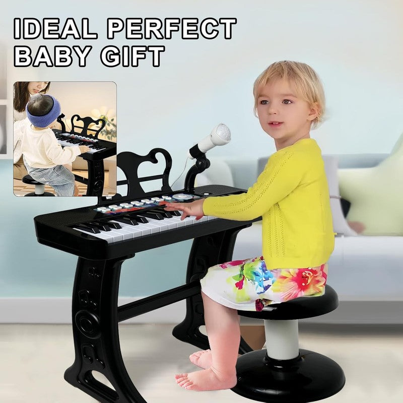 Piano Toy for Kids   37 Keys Piano Keyboard Toy with Stool and Microphone, Black8