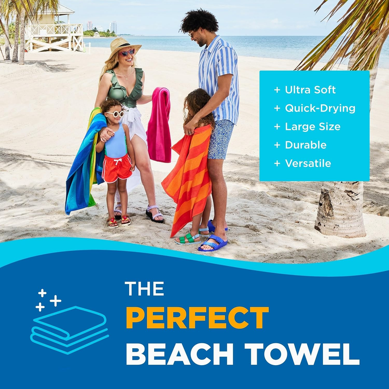 Kaufman - Soft Oversized Beach Towels in Bulk | 29" X 58" Velour Striped Towel |2