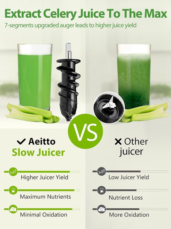 Quiet Cold Press Juicer with Reverse Function & Easy Clean Brush7